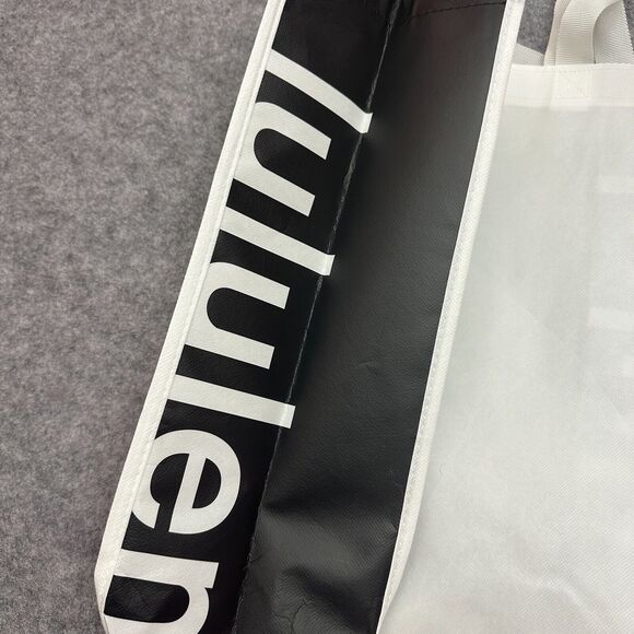 Lululemon Reusable Tote White Classic Shopping Bag Snap Closure Authentic - Picture 2 of 5